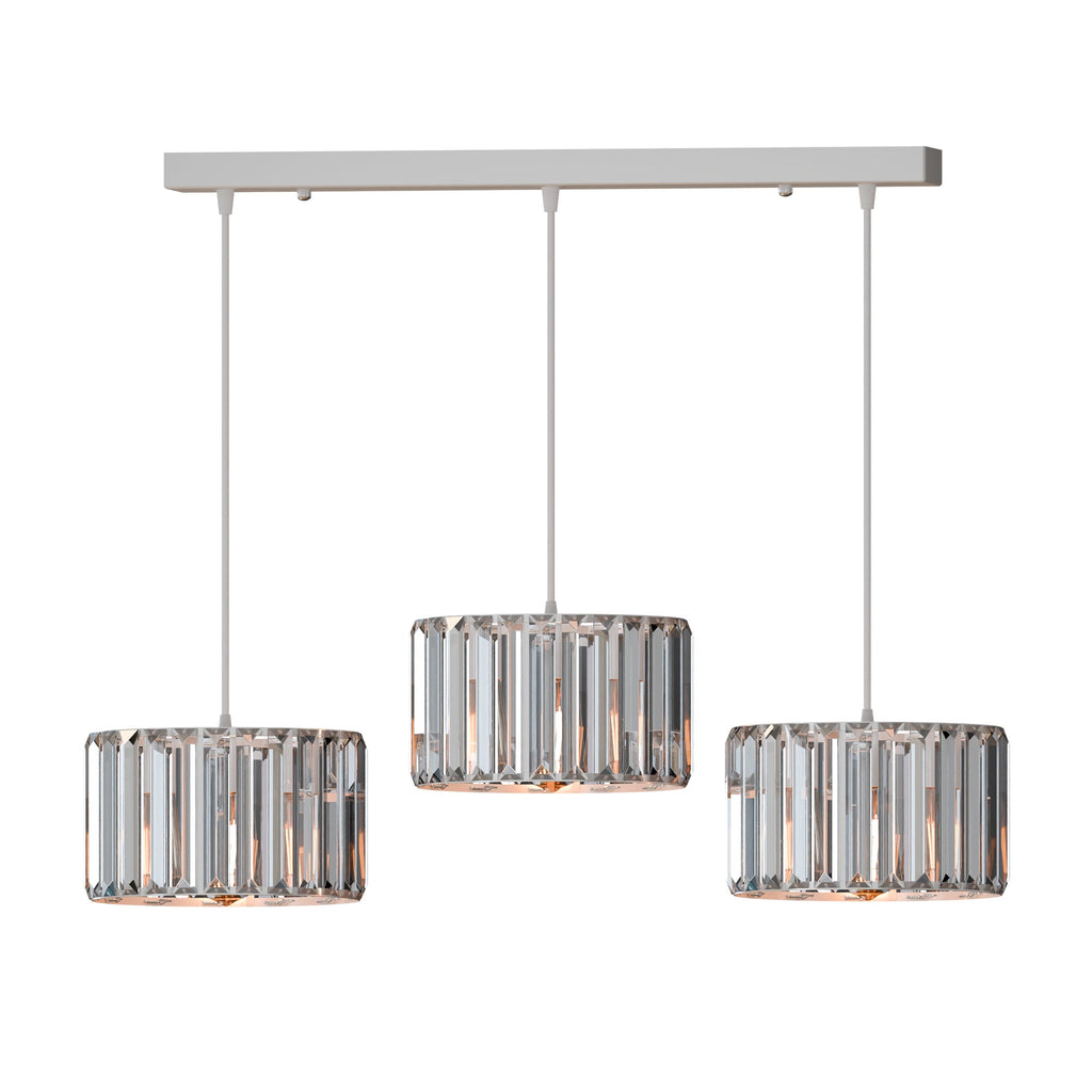 Modern Adjustable 3-Light Crystal Shade Pendant Chandelier Light Fixture