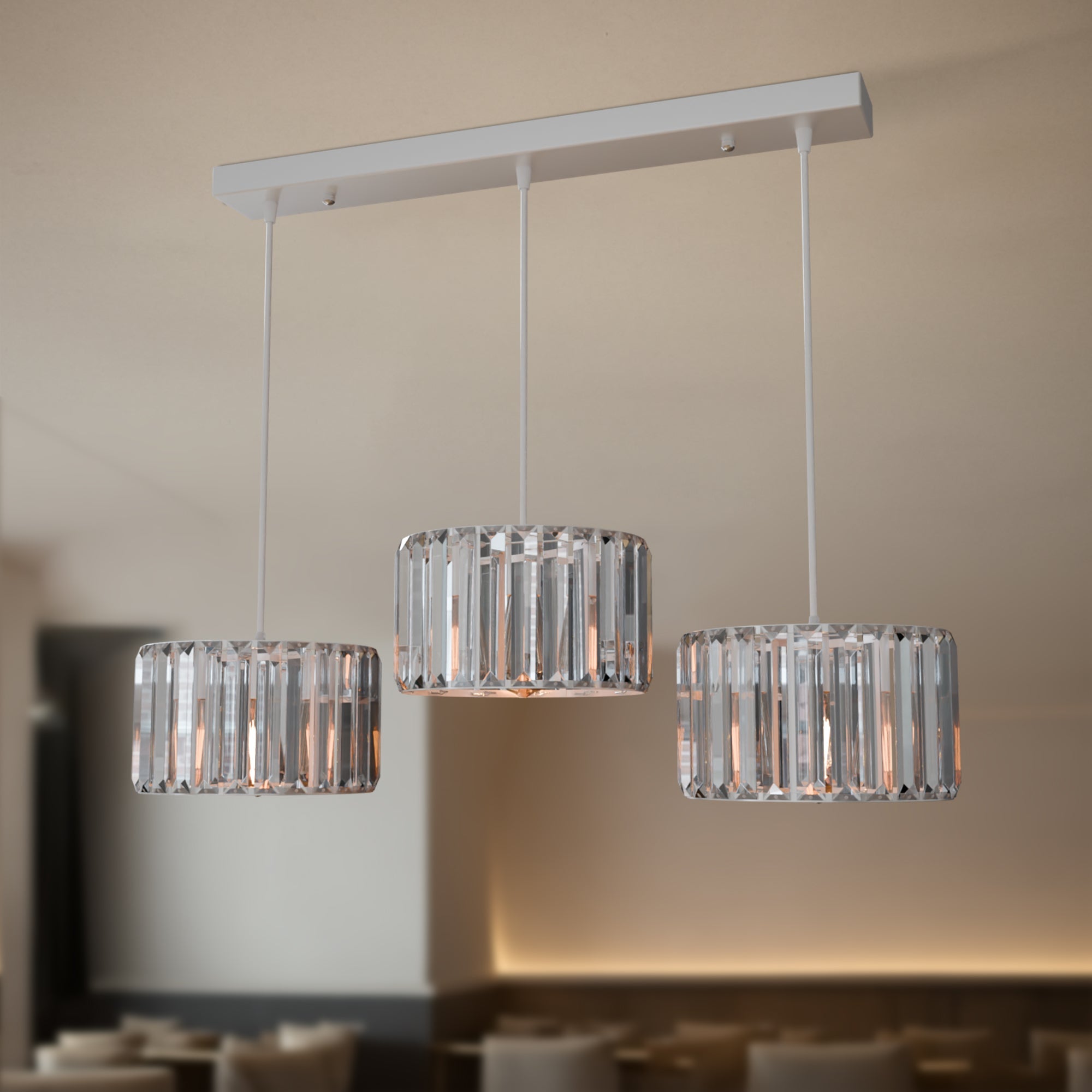 Modern Adjustable 3-Light Crystal Shade Pendant Chandelier~6125