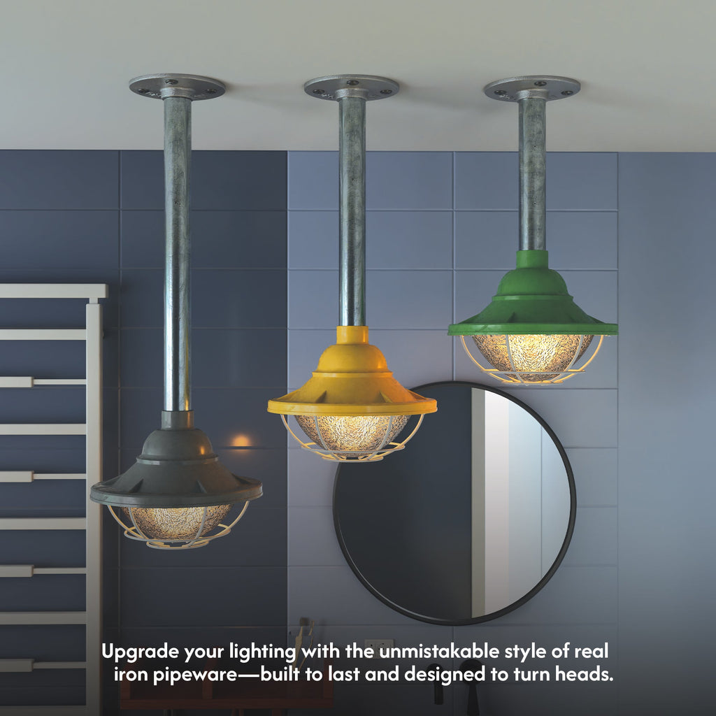 Industrial Conduit 3/4"pipe Pendant light with Metal cage hanging chandelier ~ 6111