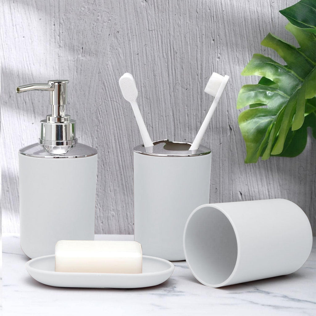 6/7 Pcs Plastic Bathroom Set Bin Toilet Brush Soap Dispenser ~6115