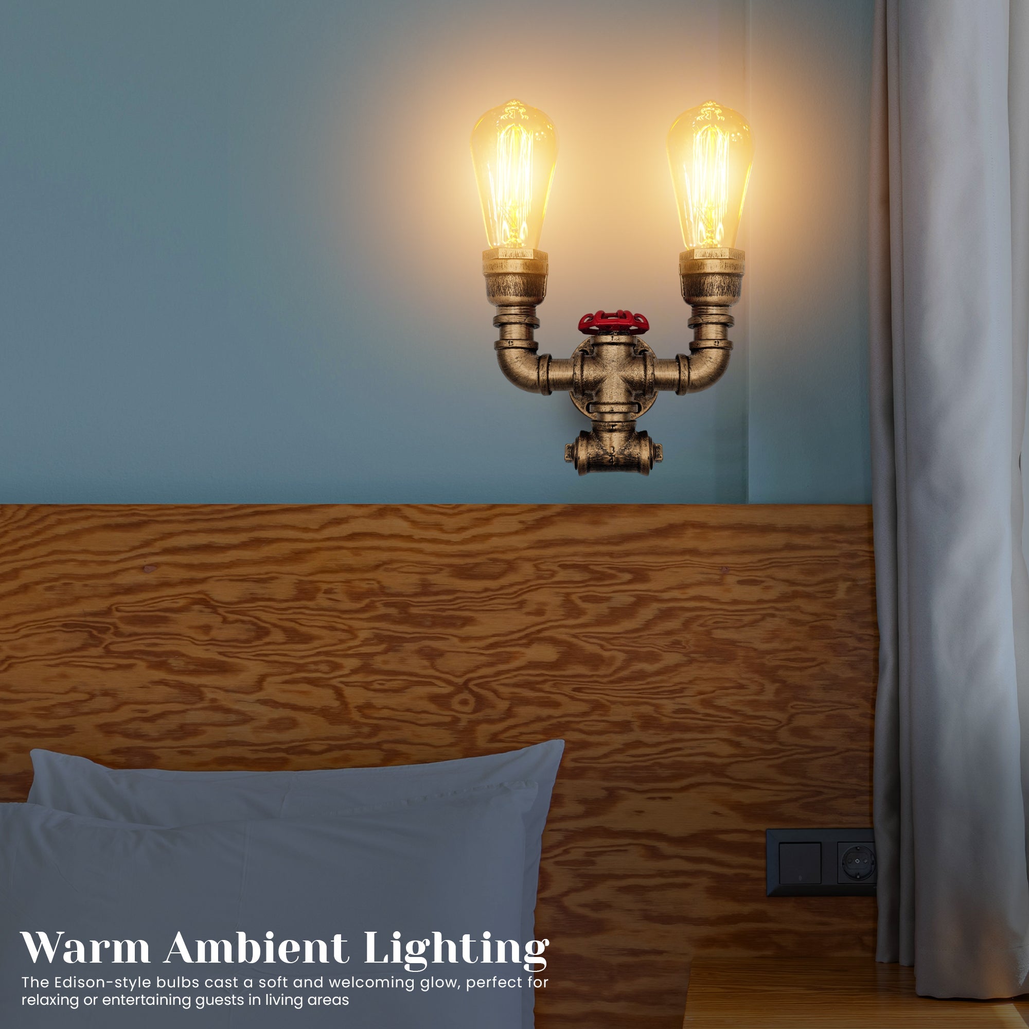 Industrial Rustic Metal Water Pipe Wall Sconce Light, E27 Bulb Holder
