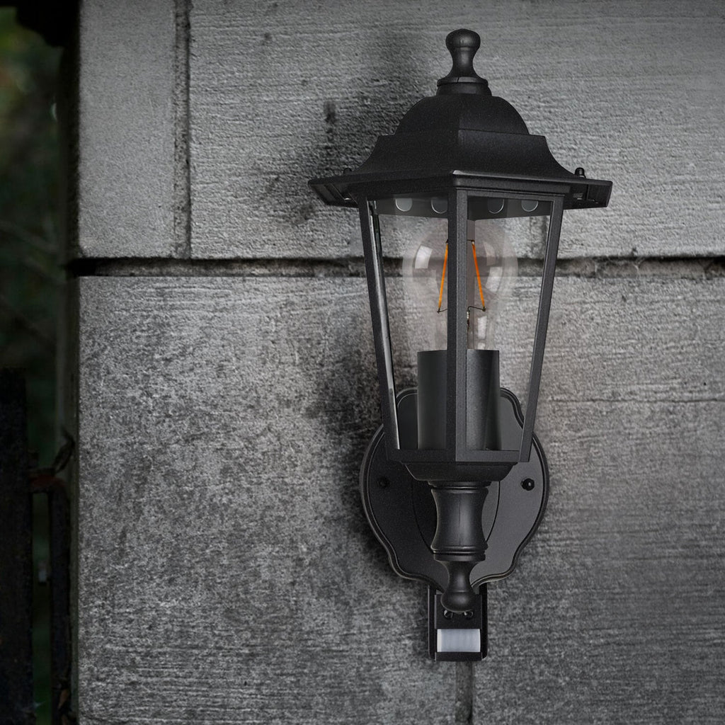 Outdoor Six-Sided IP44 Wall Lantern with PIR Motion Sensor Security Light