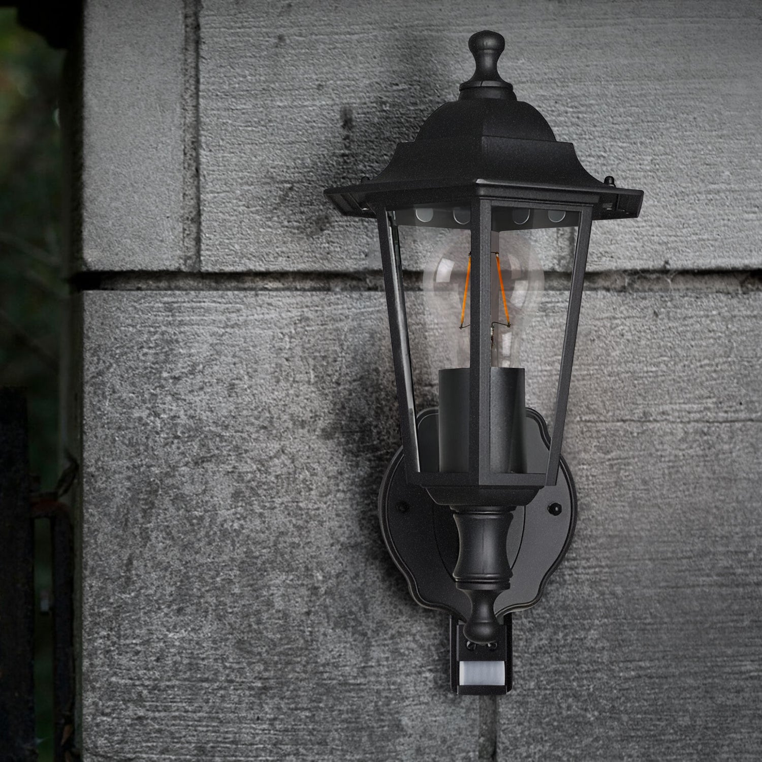 Outdoor Six-Sided IP44 Wall Lantern with PIR Motion Sensor Security Light