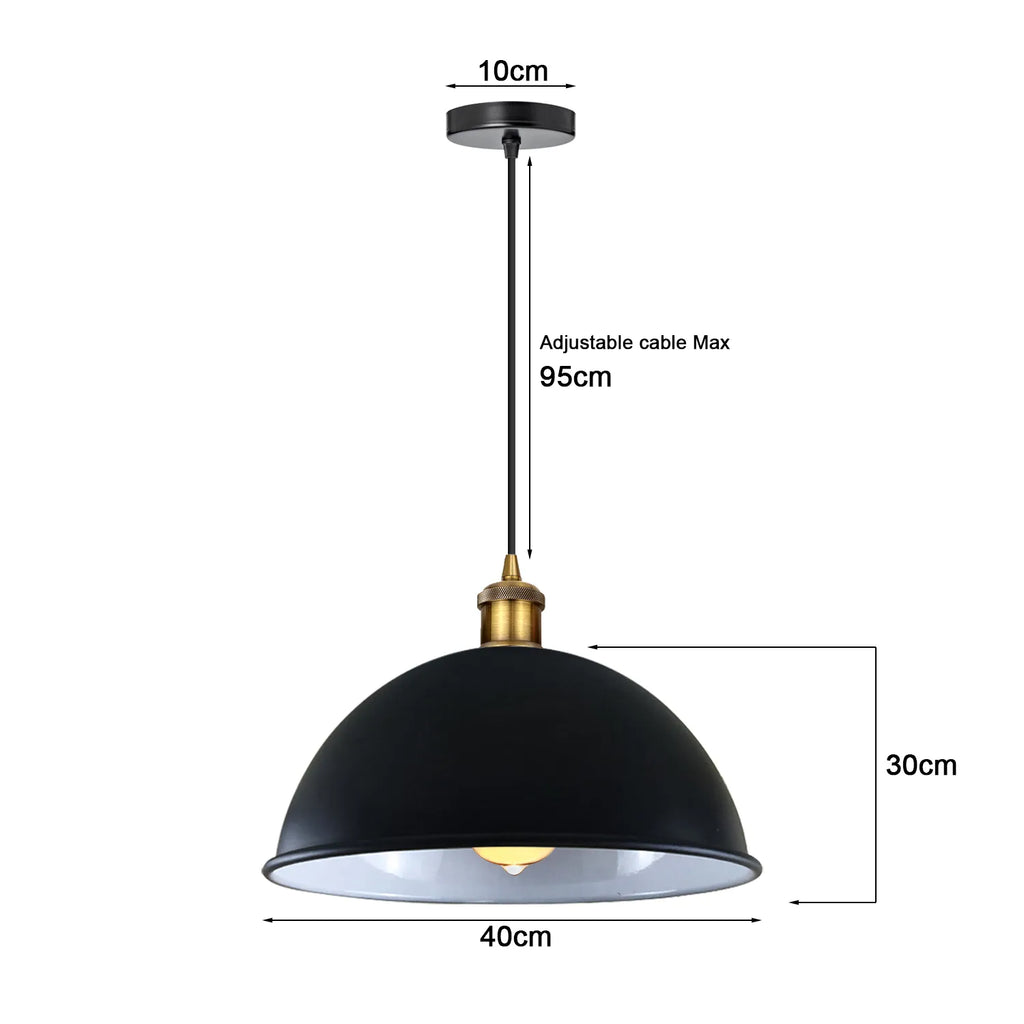 Elegant Matt Black Dome Industrial Pendant Light for Kitchens