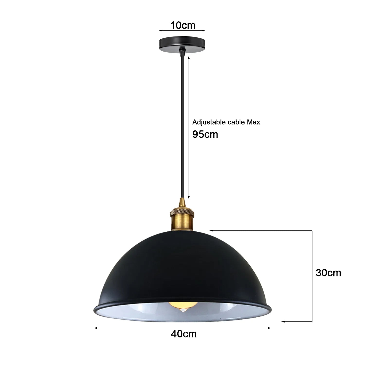 Elegant Matt Black Dome Industrial Pendant Light for Kitchens