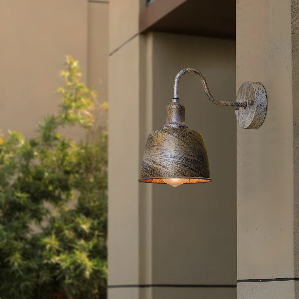 Industrial Outdoor Waterproof Bell Shade Wall Sconce Light, Metal Finish