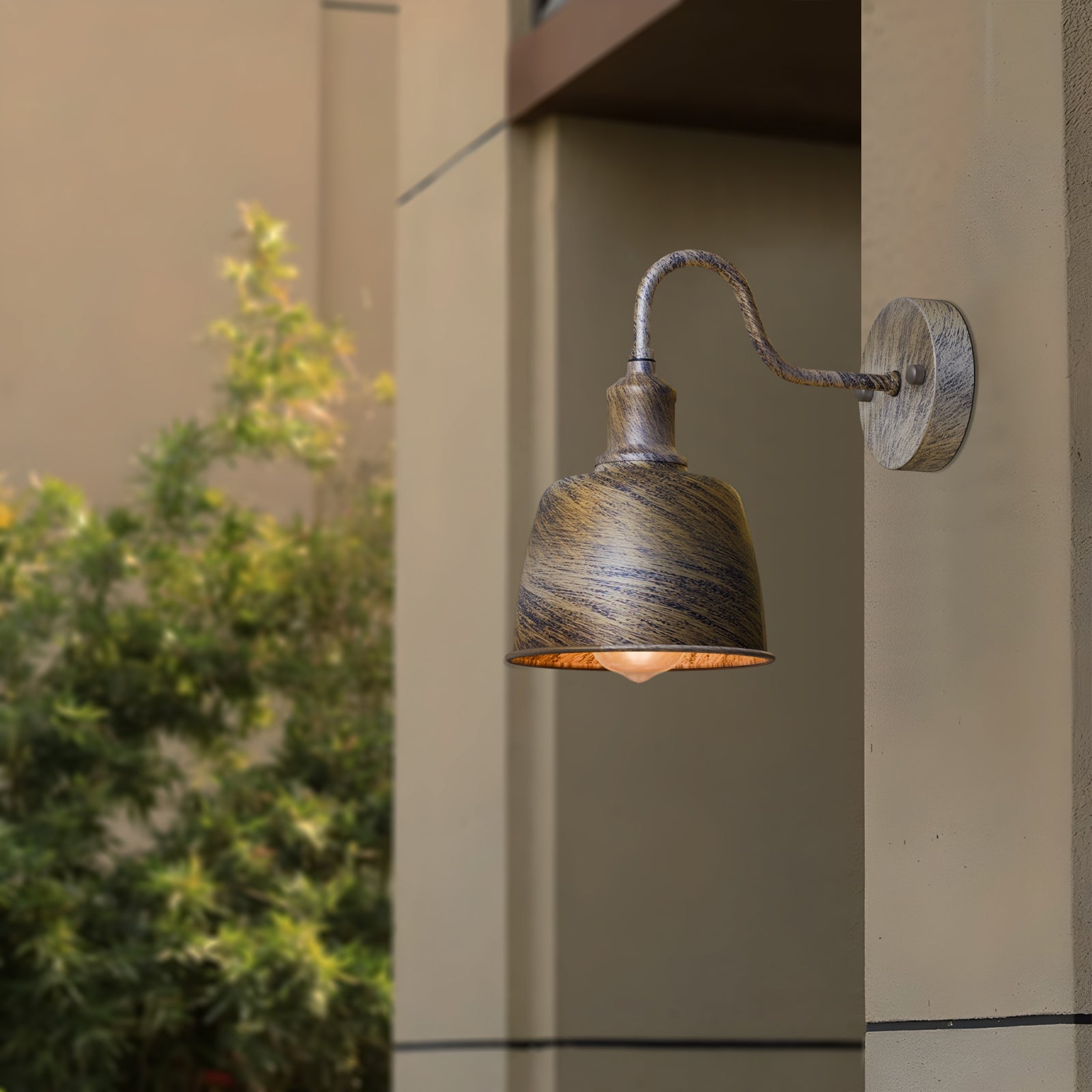 Industrial Outdoor Waterproof Bell Shade Wall Sconce Light, Metal Finish