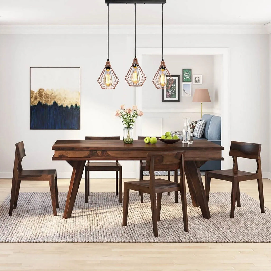 Industrial Linear Cage Pendant Light Fixture for Kitchen Island Dining Room