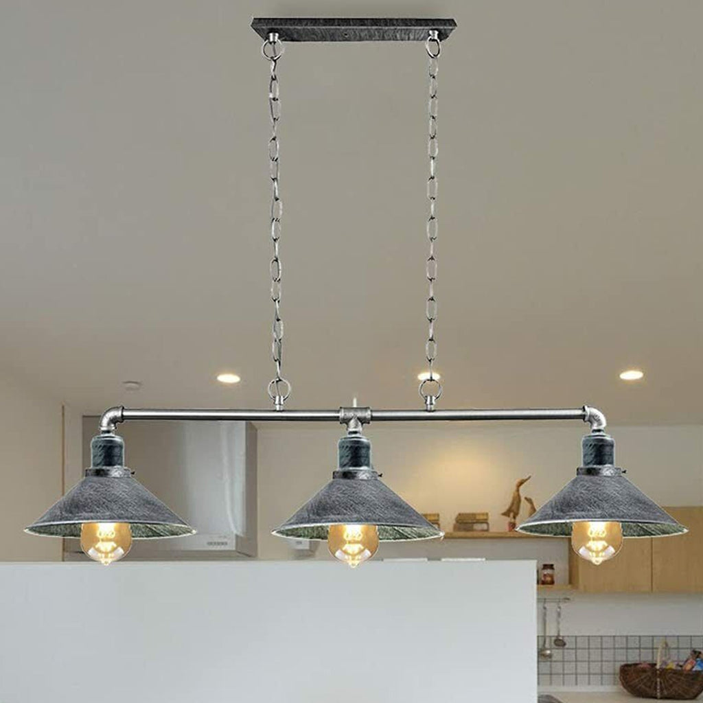 Industrial Steampunk 3-Bulb Metal Pipe Pendant Light for Kitchen & Dining