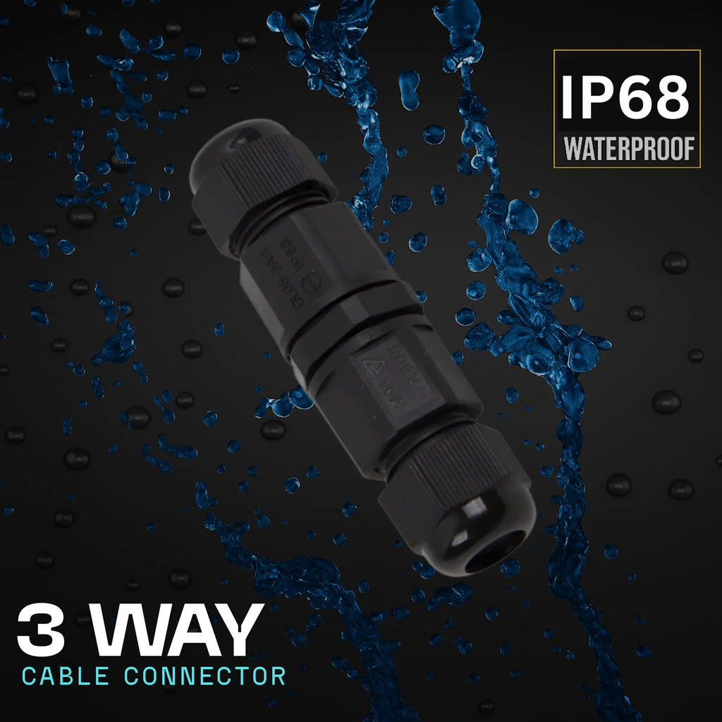IP68 Waterproof 3-Way Outdoor Electrical Cable Connector Junction Box