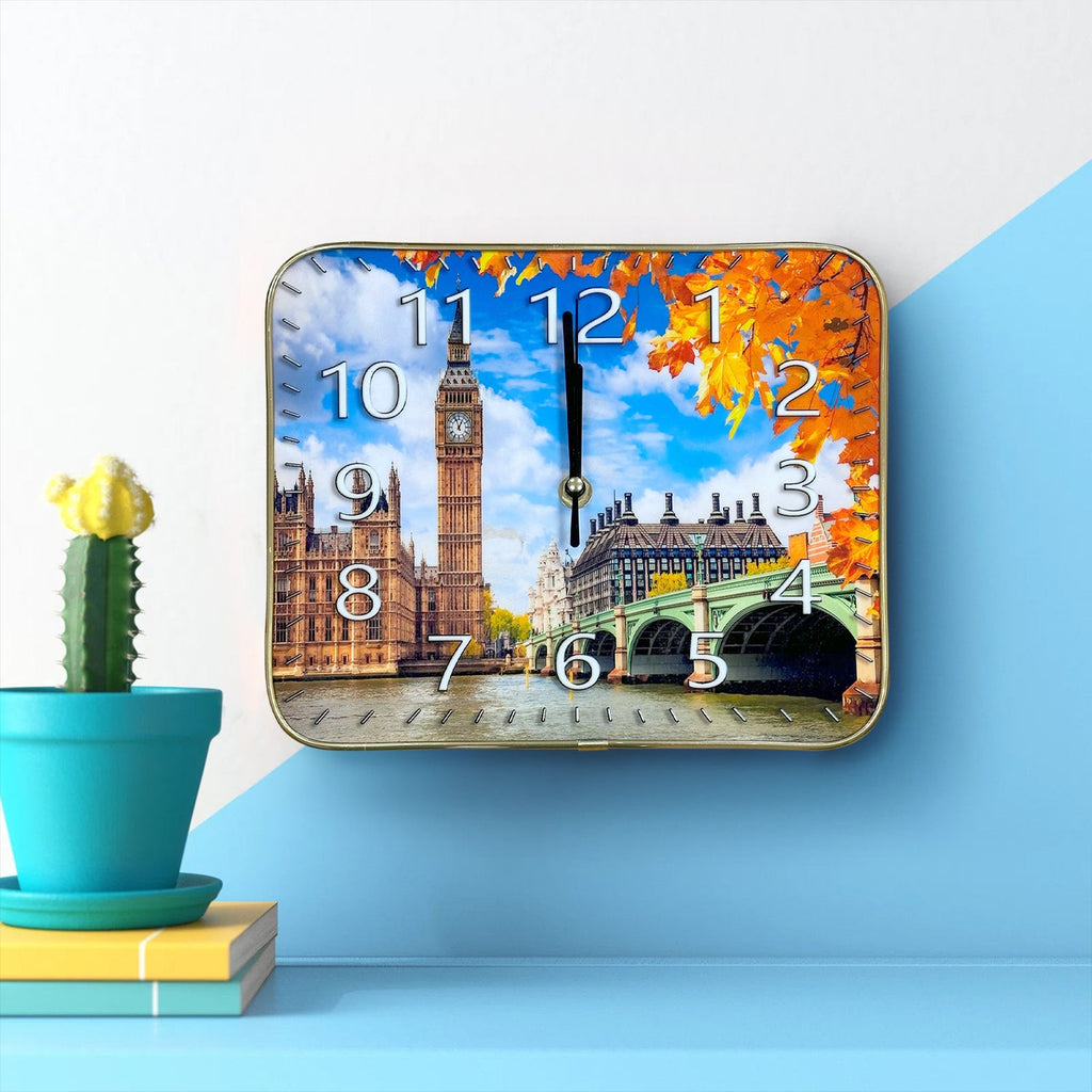 Rectangle Crystal Porcelain London Big Ben Art Battery Wall Clock