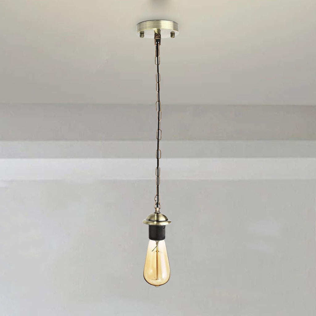 Adjustable E27 Industrial Pendant Lamp Holder Kit with Chain - Multiple Finishes