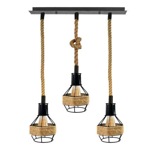 Ceiling Pendant Light Metal Hemp Rope Style ~6203