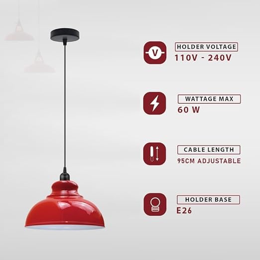 Industrial Dome Pendant Light with Adjustable Hanging Cable