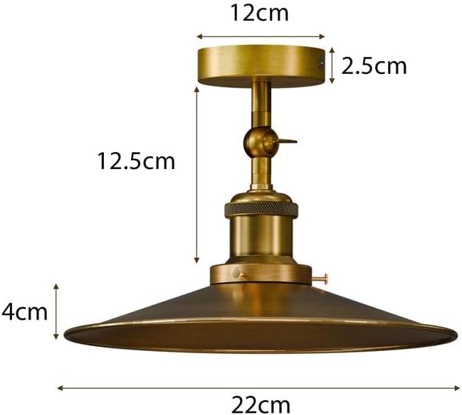 Vintage Metal Curvy Shade Yellow Brass Semi Flush Mount Lighting ~6207
