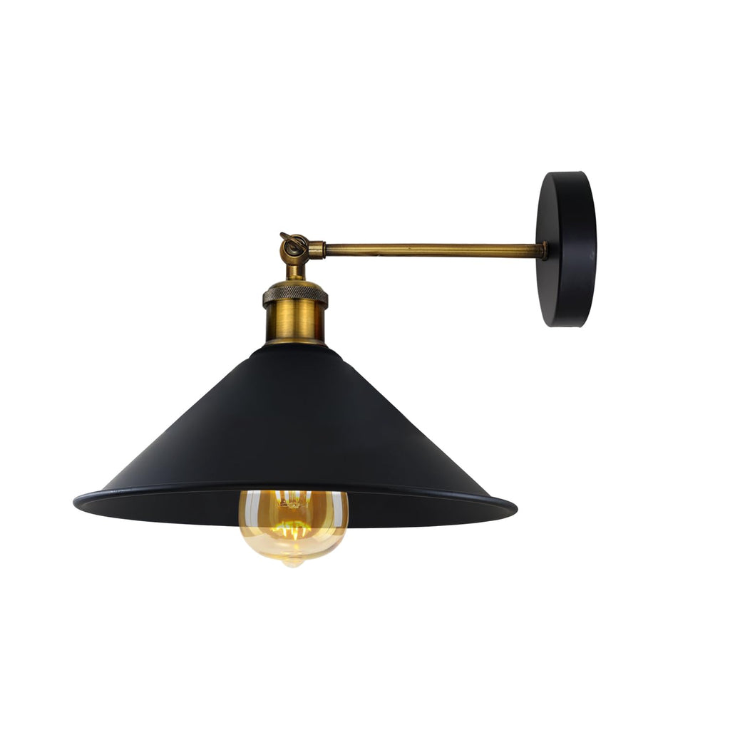 Vintage Industrial Metal Wall Sconce Light Fixture with Cone Shade, E27 Base