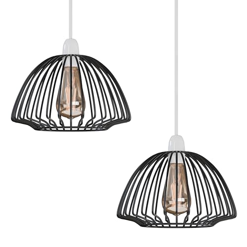 2-Pack Modern Industrial Metal Cage Ceiling Light Shades E27 Fitting