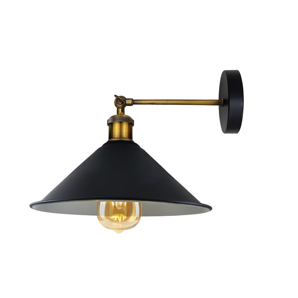 Vintage Industrial Metal Wall Sconce Light Fixture with Cone Shade, E27 Base