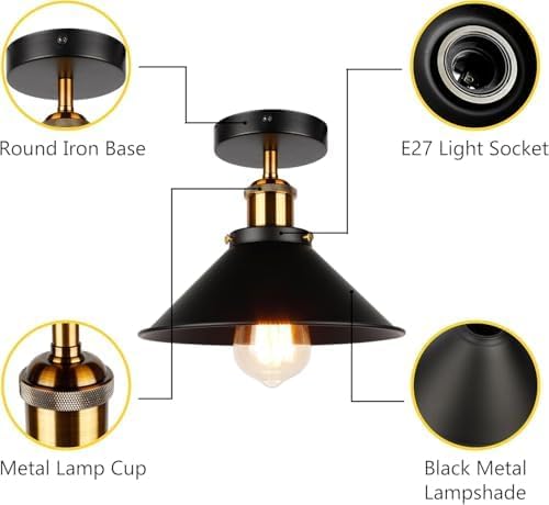 Modern Industrial Cone Shade Light | Semi Flush Mount ~6249