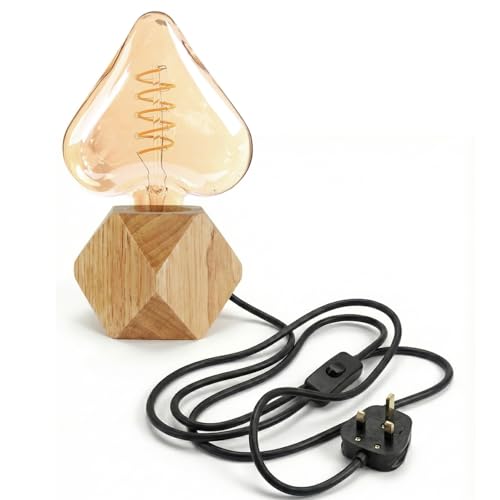 Small Wooden Table Lamp with Ambient Decorative LED Bulb