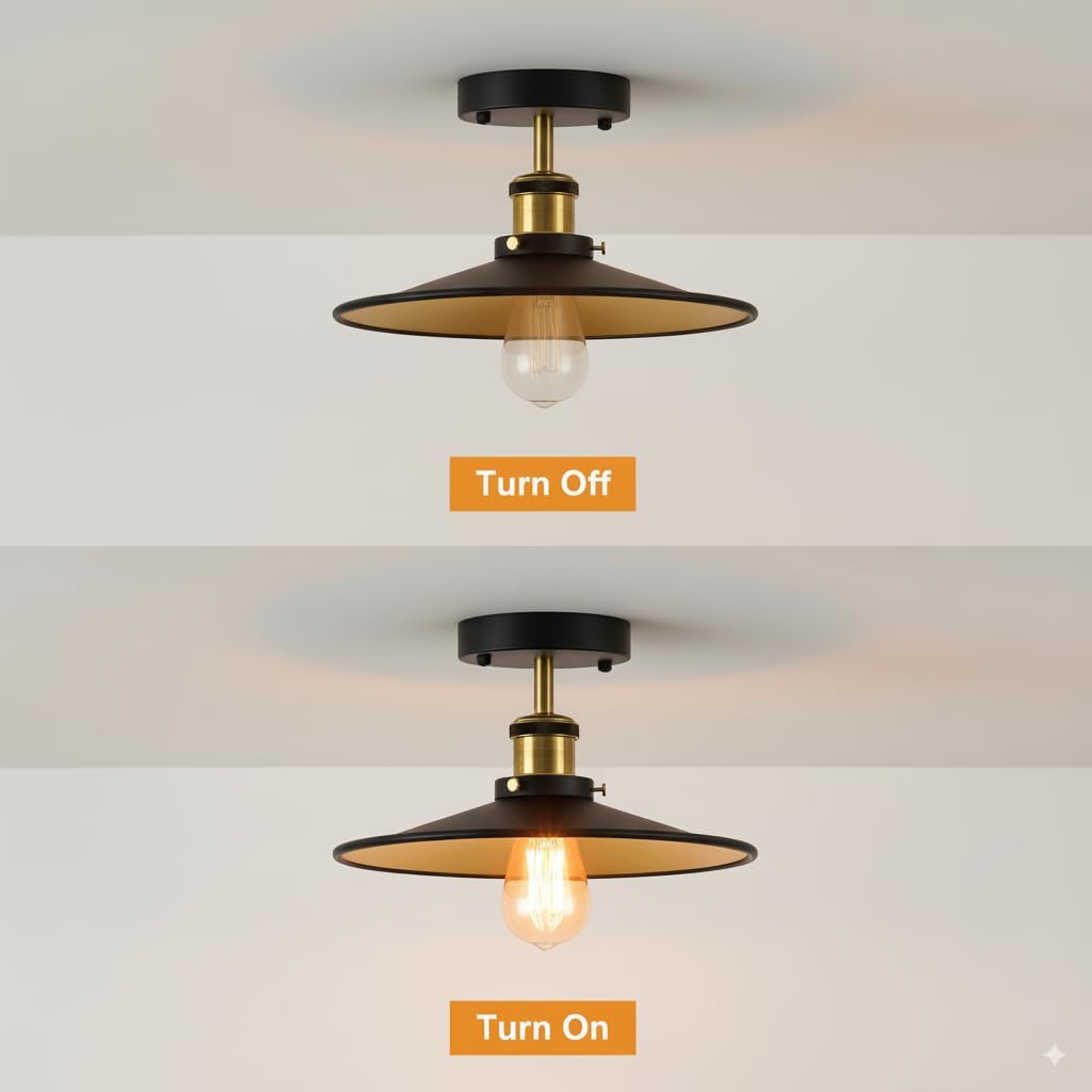 Vintage Style Semi Flush Mount Ceiling Light E27 ~6274