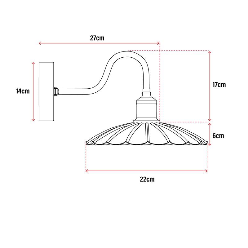 Vintage Umbrella shade Wall Light for Outdoors_22cm Rainproof Design~6226