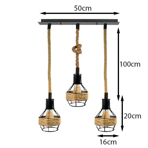 Ceiling Pendant Light Metal Hemp Rope Style ~6203