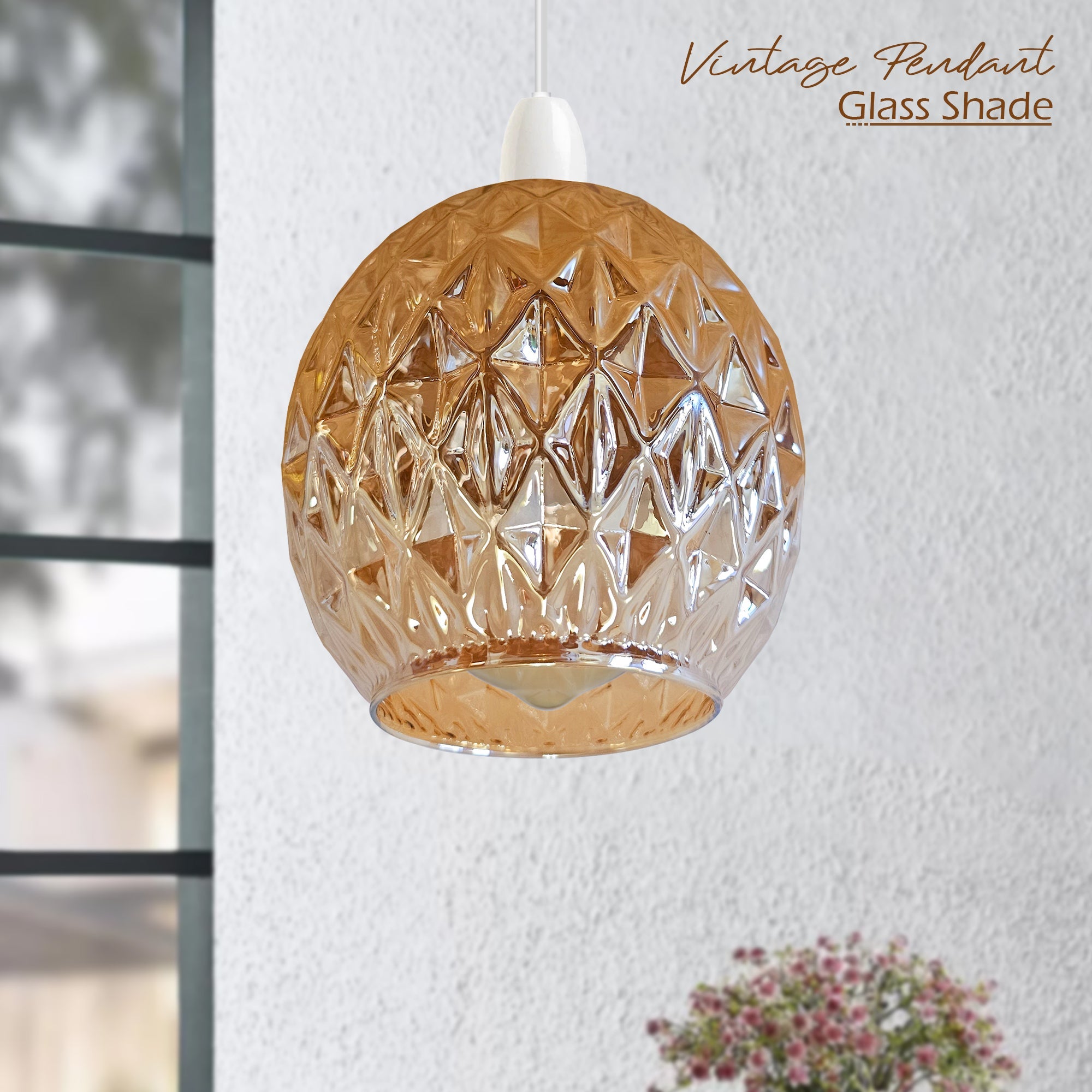 Floral Glass Easy Fit Pendant Light Shade Modern Chrome Finish Design