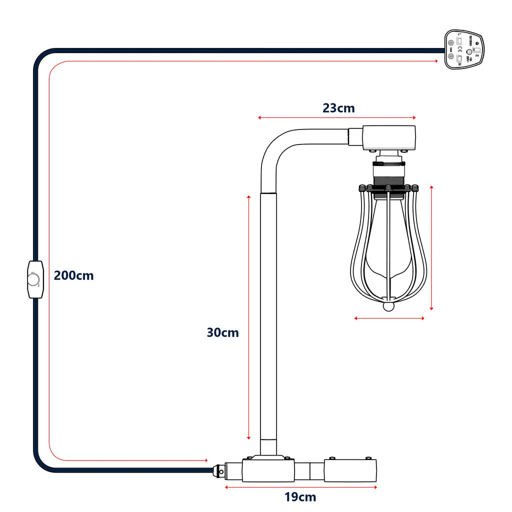 Black Industrial Conduit Pipe Desk Lamp Kit, Steampunk, Dimmer Switch, E27