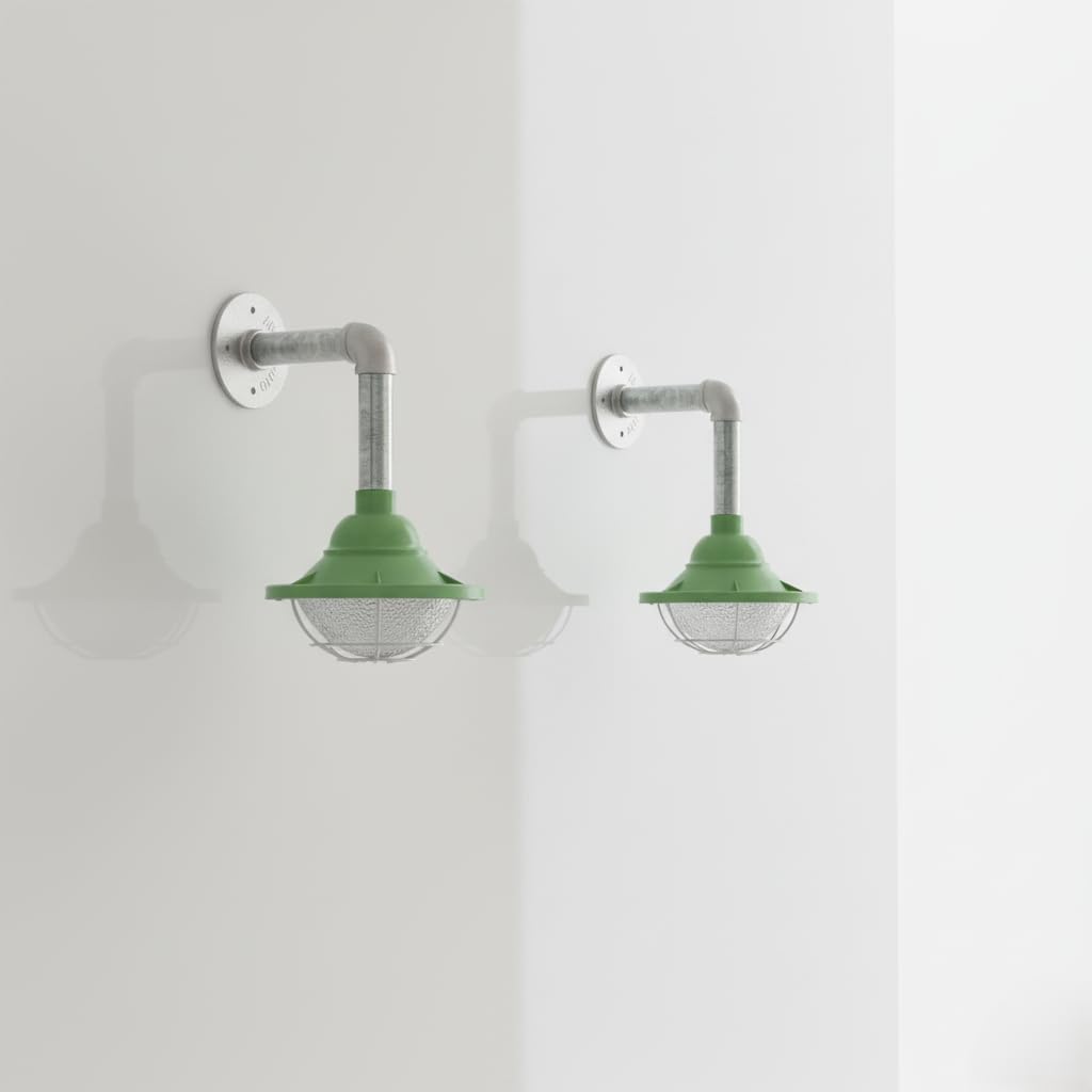 Industrial Galvanized Steel Wall Sconce 2-Pack E27 Conduit Pipe Loft Lighting