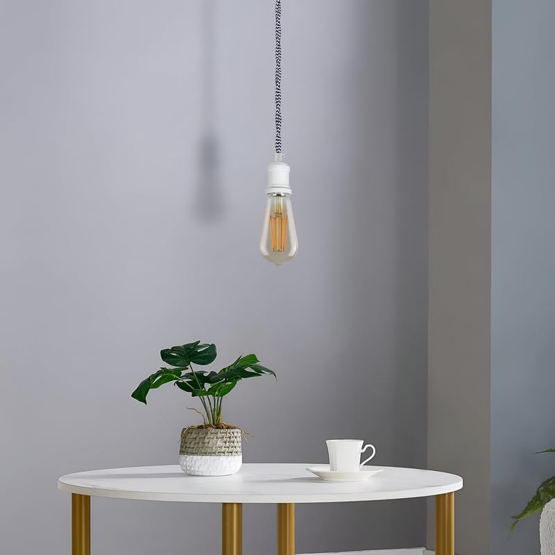 Vintage E27 Metal Pendant Light Holder Kit 6.5ft Braided Fabric Cord