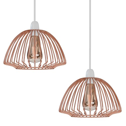 2-Pack Modern Industrial Metal Cage Ceiling Light Shades E27 Fitting