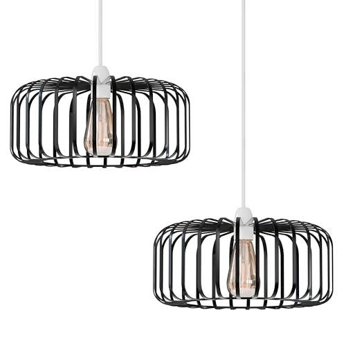 2-Pack Modern Industrial Metal Cage Ceiling Light Shades E27 Fitting