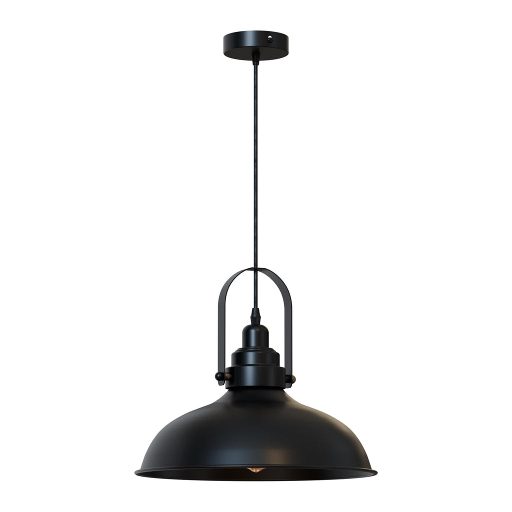 Modern Industrial Black Metal Cage Pendant Light Fixture, Adjustable Ceiling Lamp