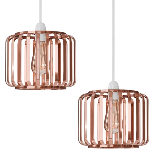 2-Pack Modern Industrial Metal Cage Ceiling Light Shades E27 Fitting
