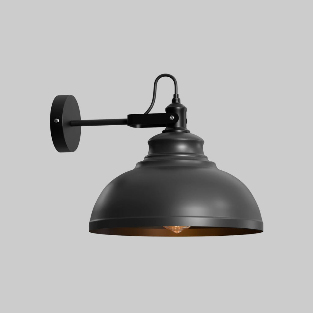 Adjustable Industrial Wall Sconce Light, Matte Black Metal Shade, Modern Design
