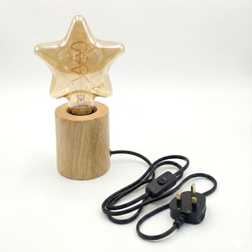 Small Wooden LED Table Lamp with Ambient Decorative Mood Bulb