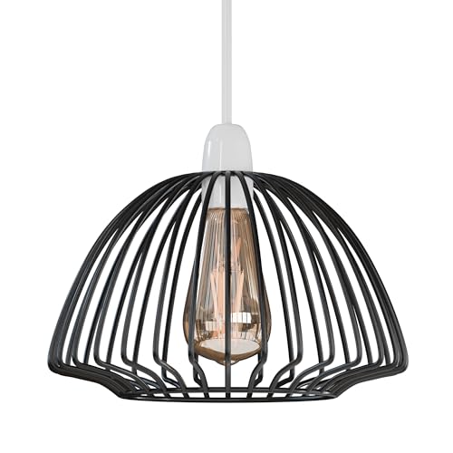 Charming Modern Metal Cage Pendant Light Shade for Ceiling Fixtures, E27 Base