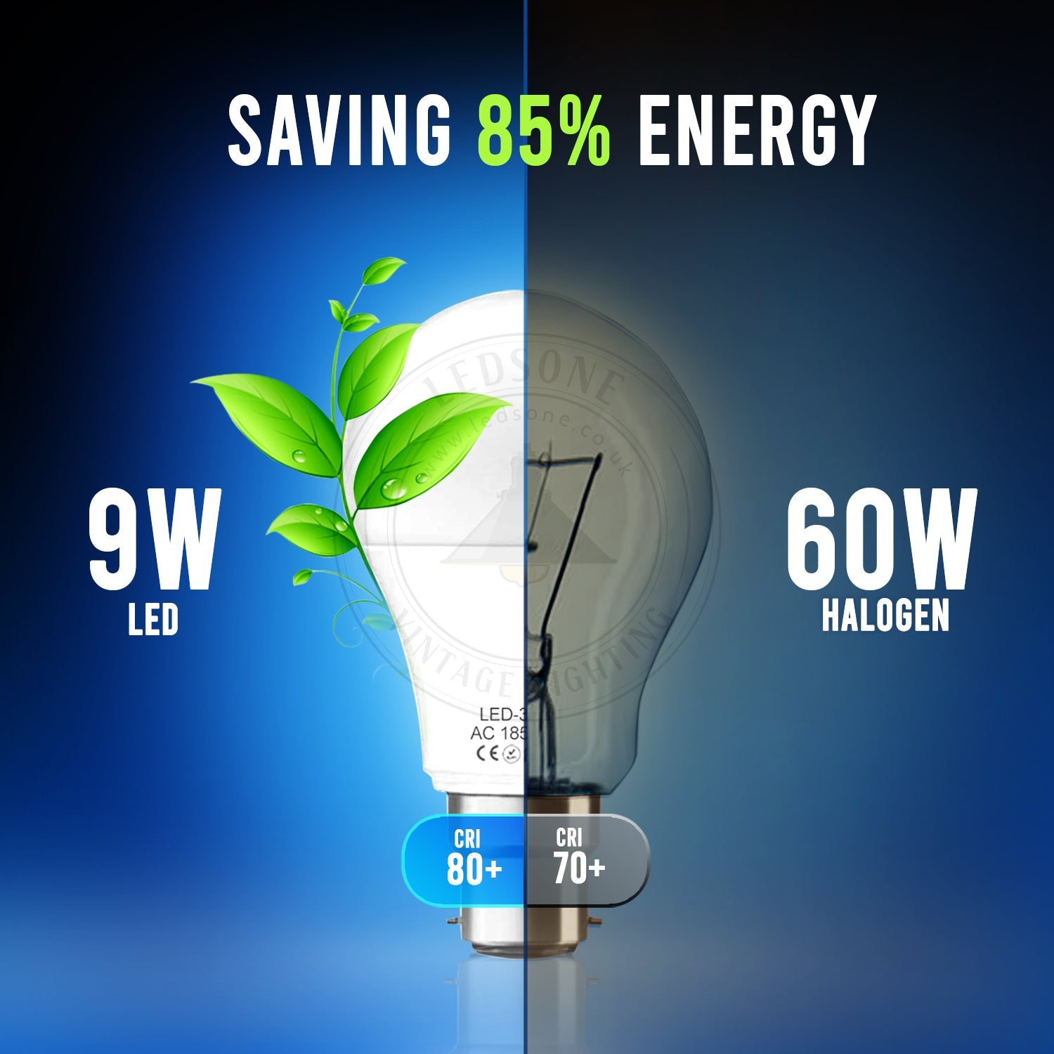 3-Pack LED GLS A60 B22 Bayonet Light Bulbs Cool White Energy Efficient