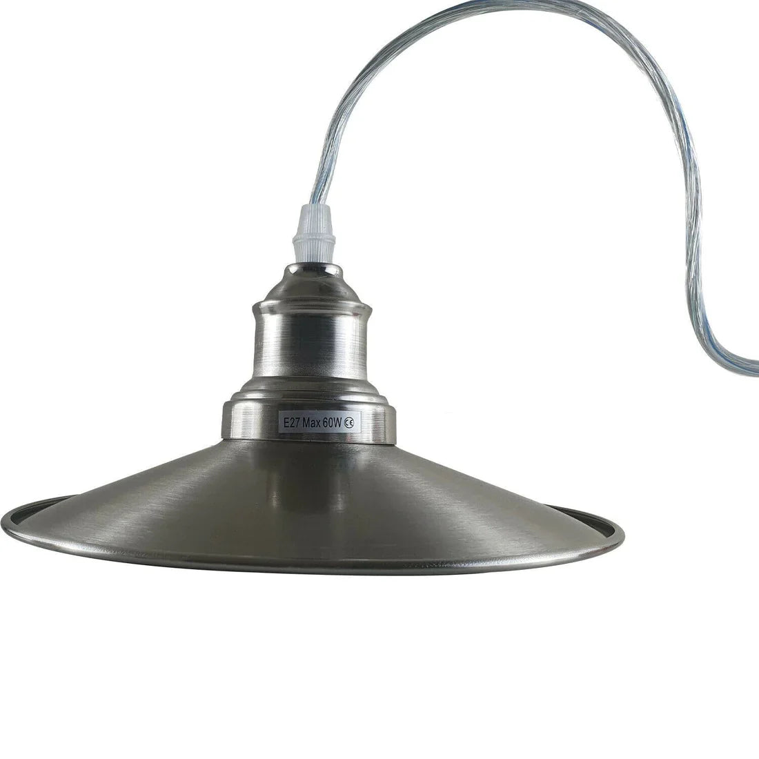 Modern Industrial Metal Pendant Light Fixture, Adjustable Height, E27 Satin Nickel