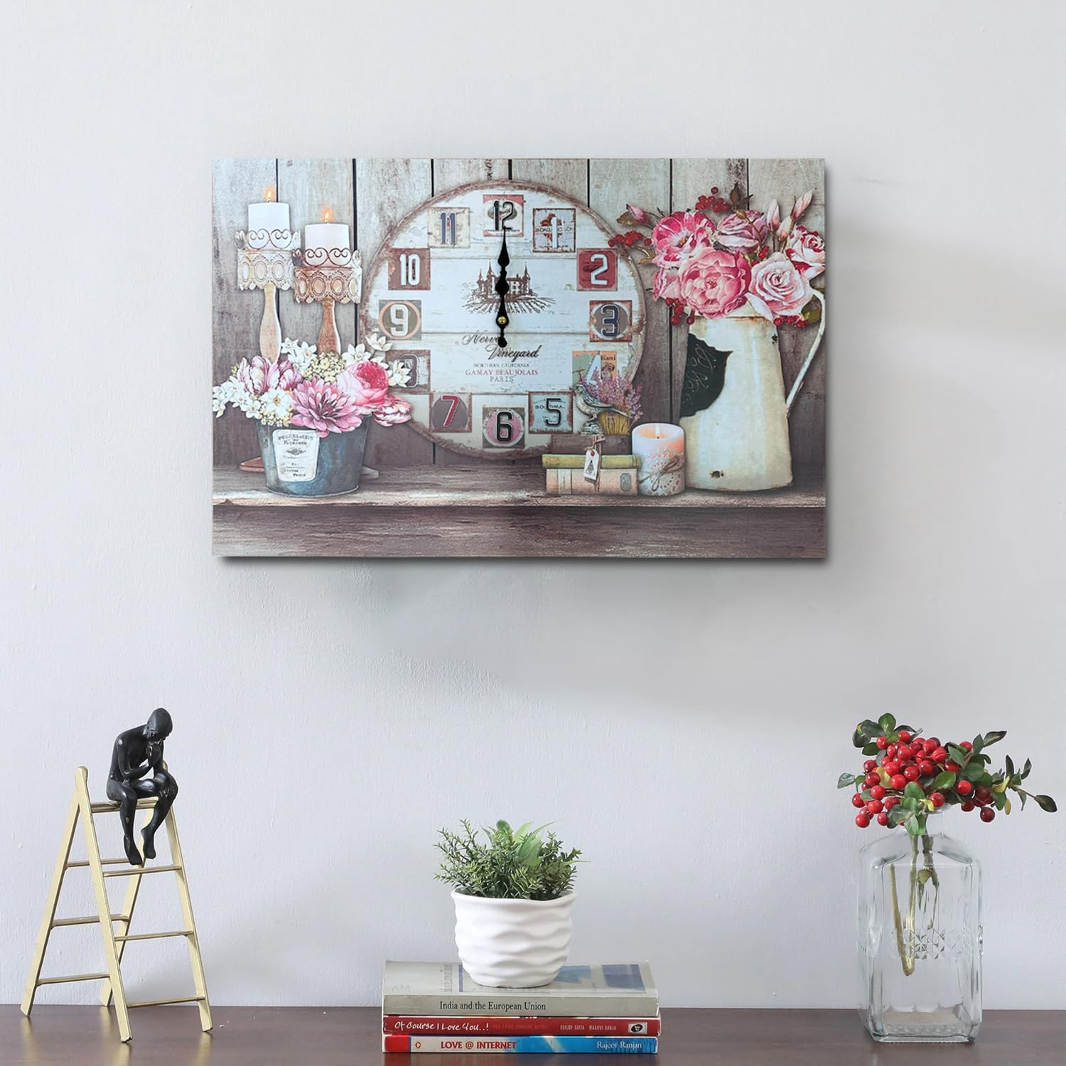 Modern Frameless Paris Eiffel Tower Wall Painting clock -5557