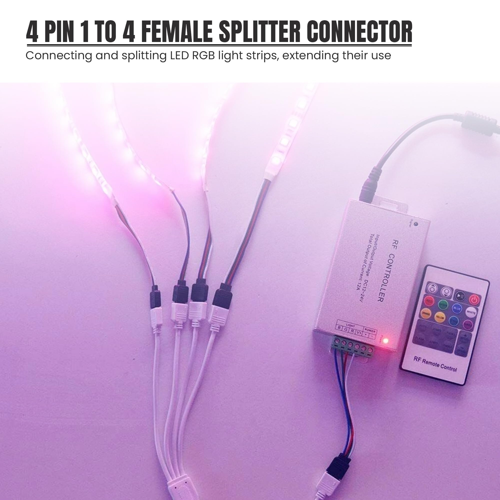 Universal LED Strip Light Connector Cable Adapter Clip Extension Wire Kit