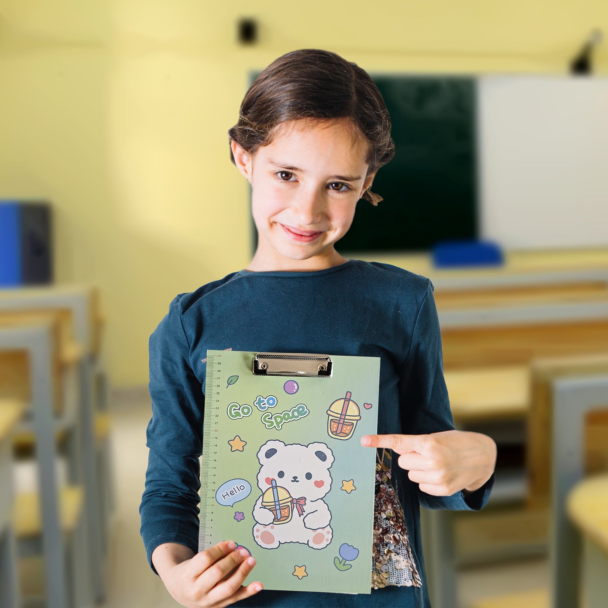 4 Pack A4 Cartoon Design Clipboards with Ruler Scale Edge