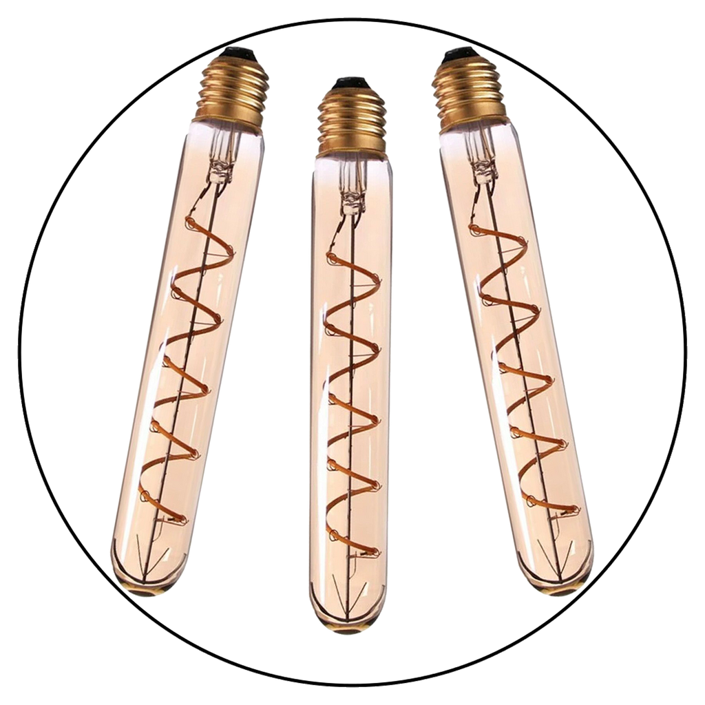3-Pack E27 T185 LED Filament Bulbs, 4W Retro Warm White Decorative Glass