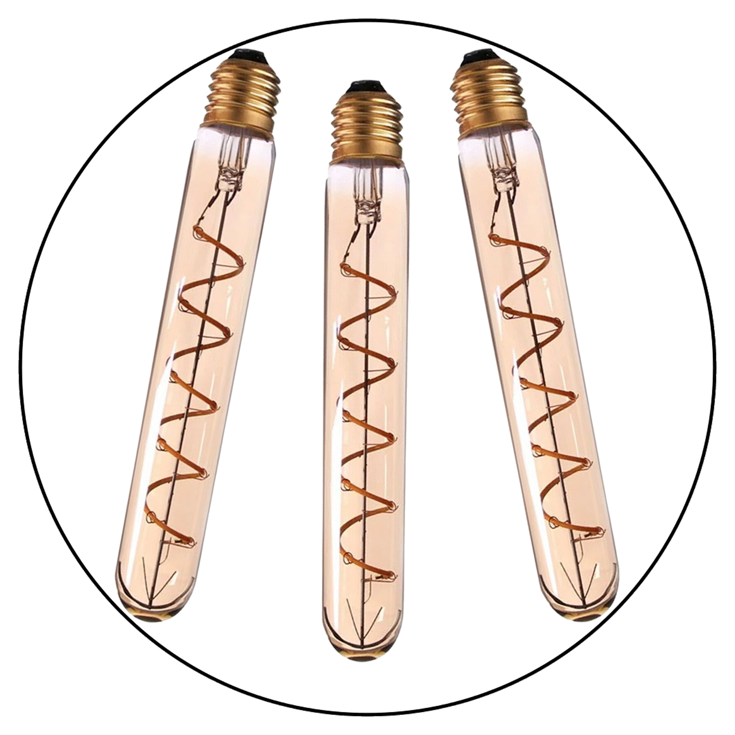 3-Pack E27 T185 LED Filament Bulbs, 4W Retro Warm White Decorative Glass