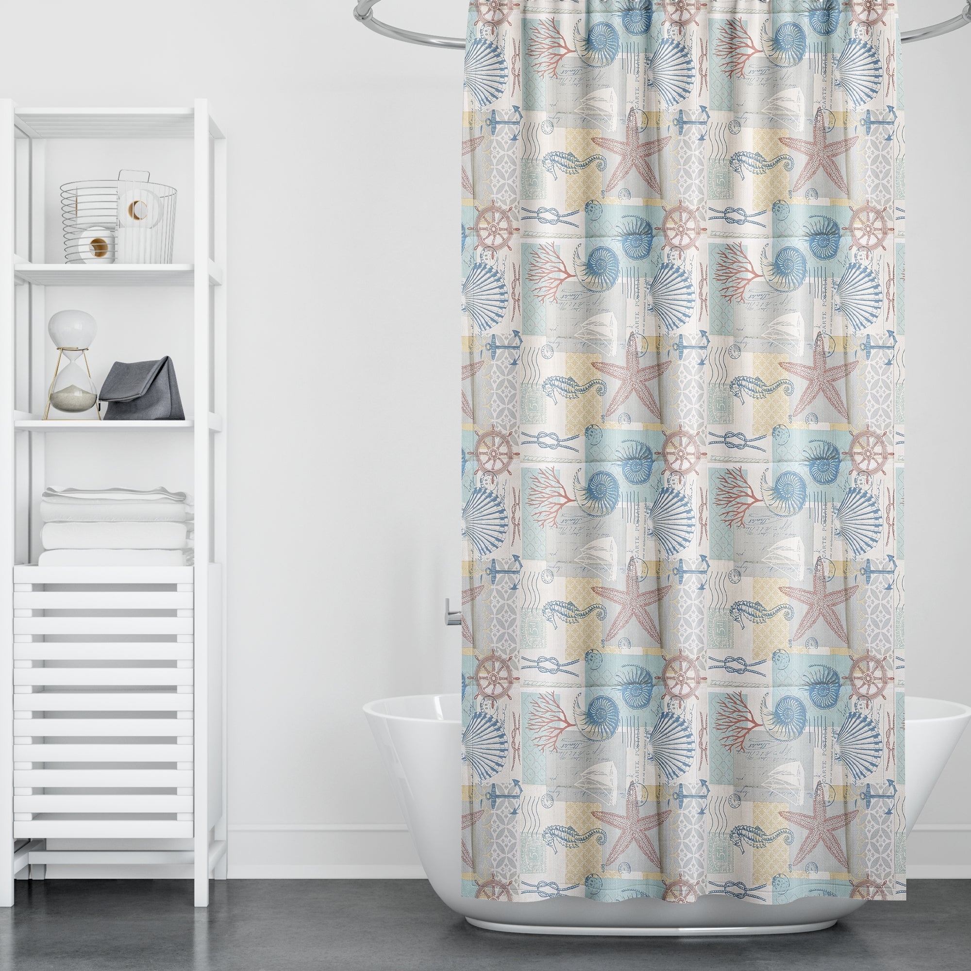 Waterproof Seaside Ocean Animal EVA Shower Curtain for Bathtub Shower