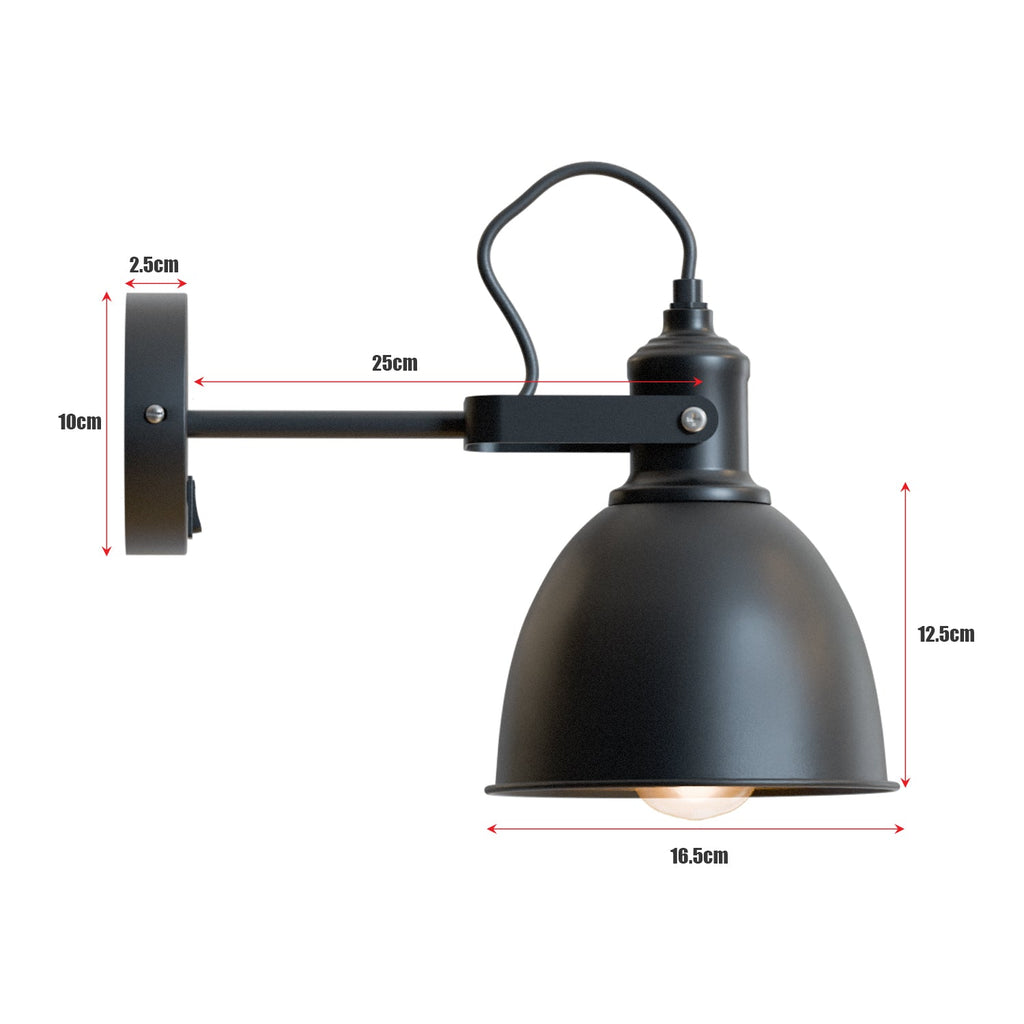 Industrial Metal Adjustable Swivel Wall Sconce with On-Off Switch for Custom Lighting