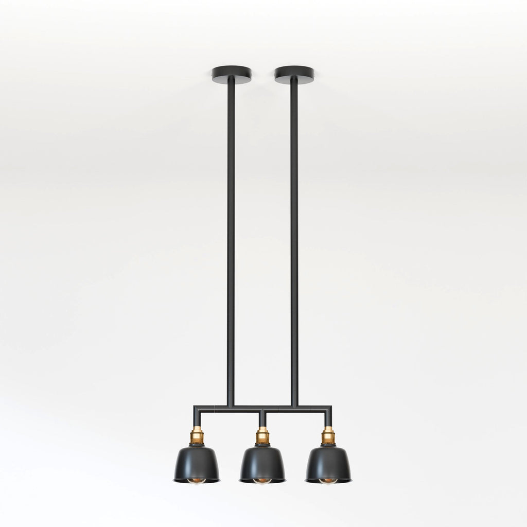 Industrial 3-Way Conduit Pipe Ceiling Pendant Light Fixture with Dome Shades