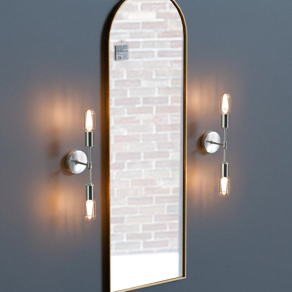 Modern Industrial Dual Bulb E27 Wall/Ceiling Light Fixture, Metal Finish