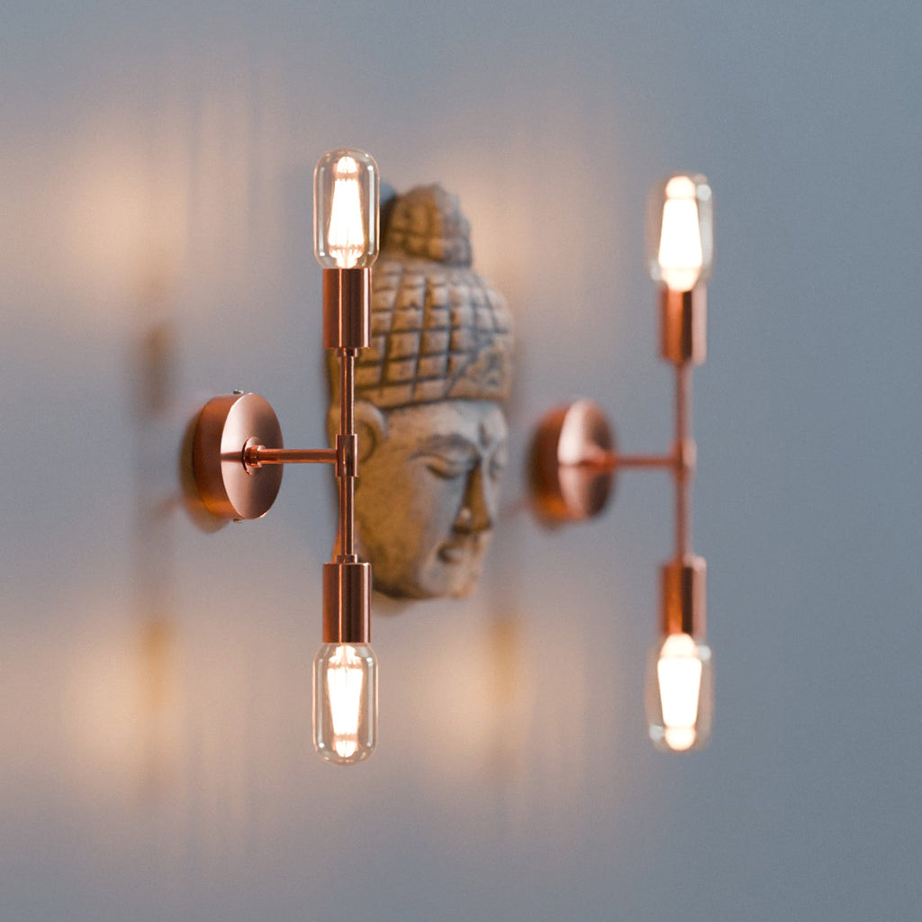 Modern Industrial Dual Bulb E27 Wall/Ceiling Light Fixture, Metal Finish